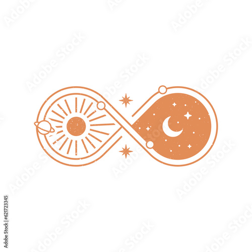 Infinity Day and night vector design illustration, t shirt, poster, sticker and more