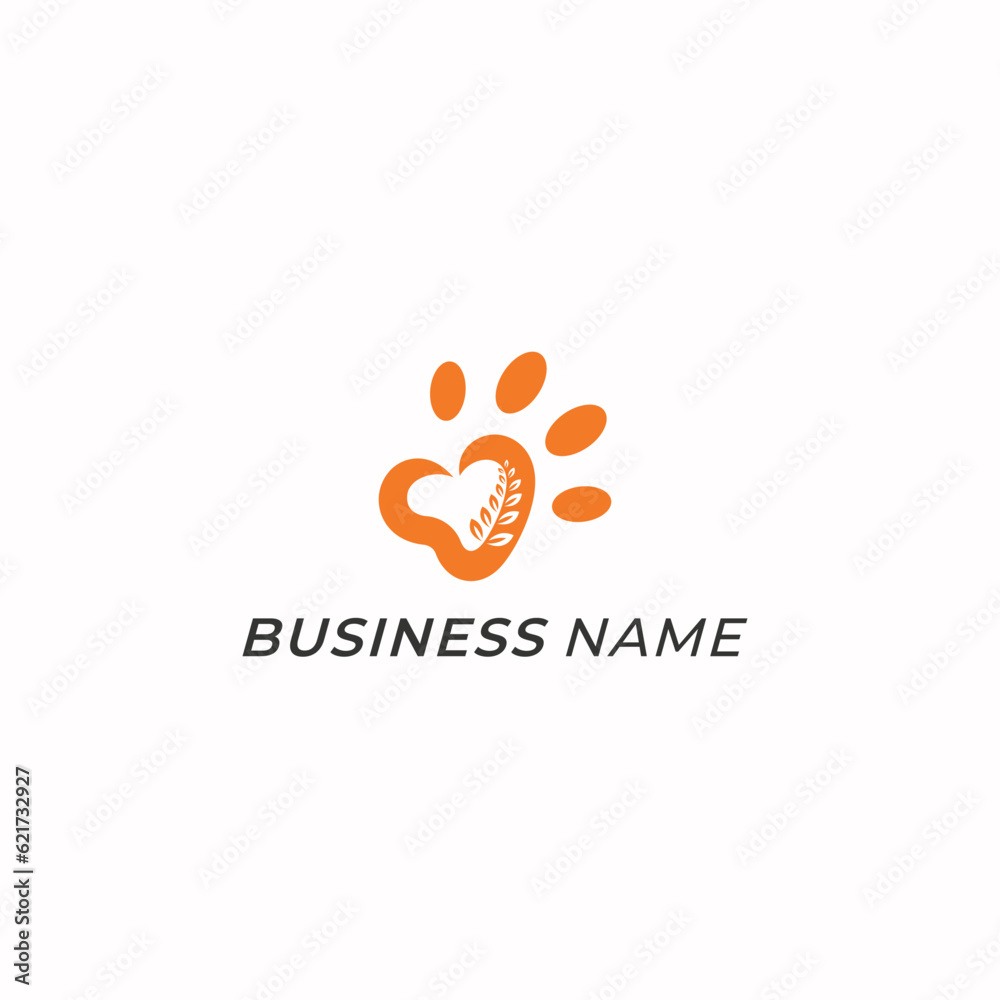 design logo combine footprint animal and wheat design logo combine footprint animal and wheat