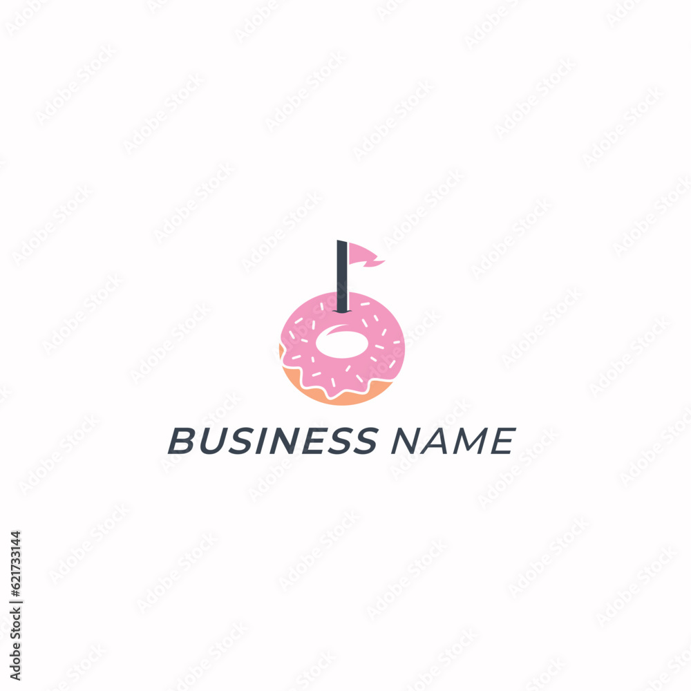design logo creative pink donuts and flag design logo creative pink donuts and flag