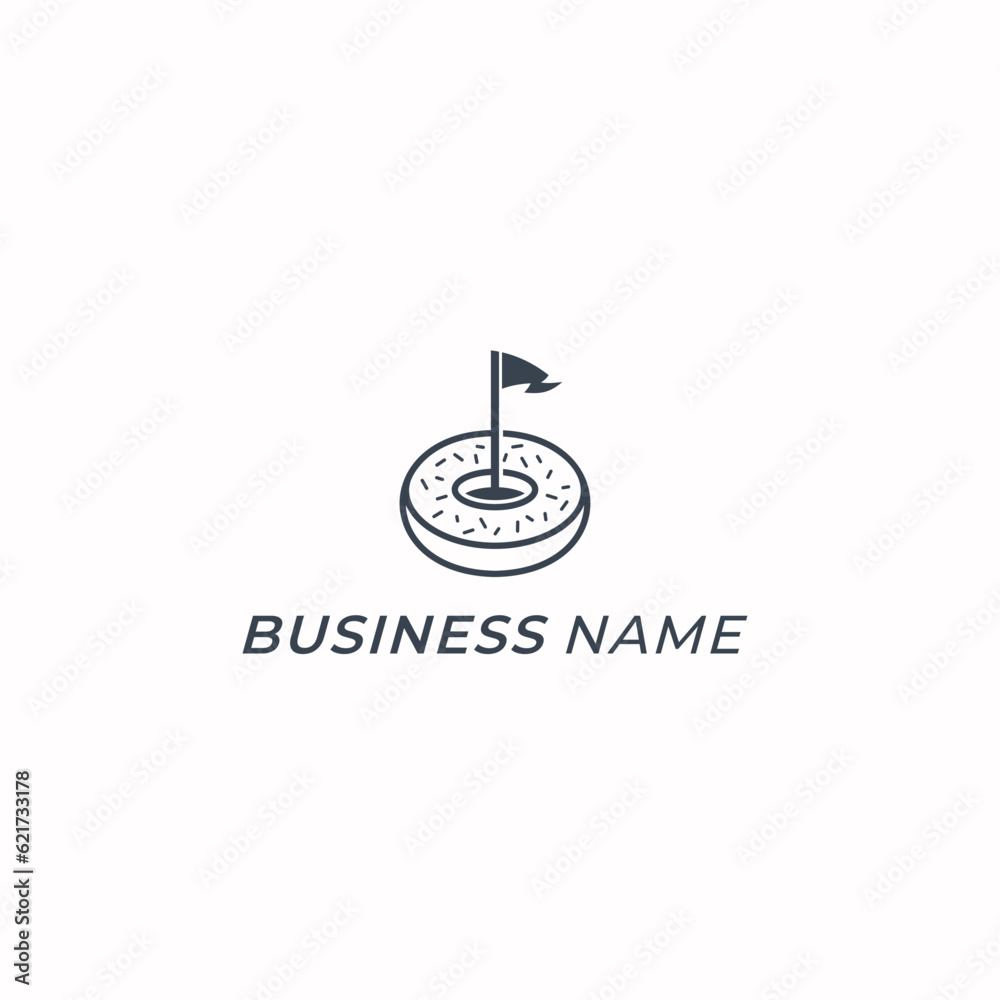 design logo creative donuts and flag hole design logo creative donuts and flag hole