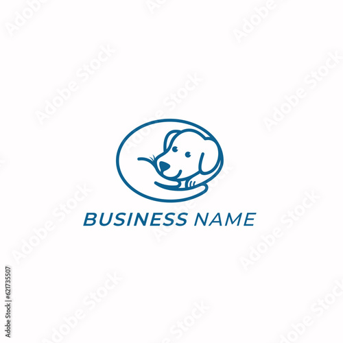 design logo combine dog and hand