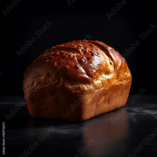loaf of bread on black background generative ai