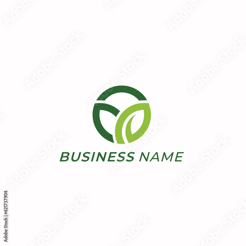 design logo creative circle and leaf