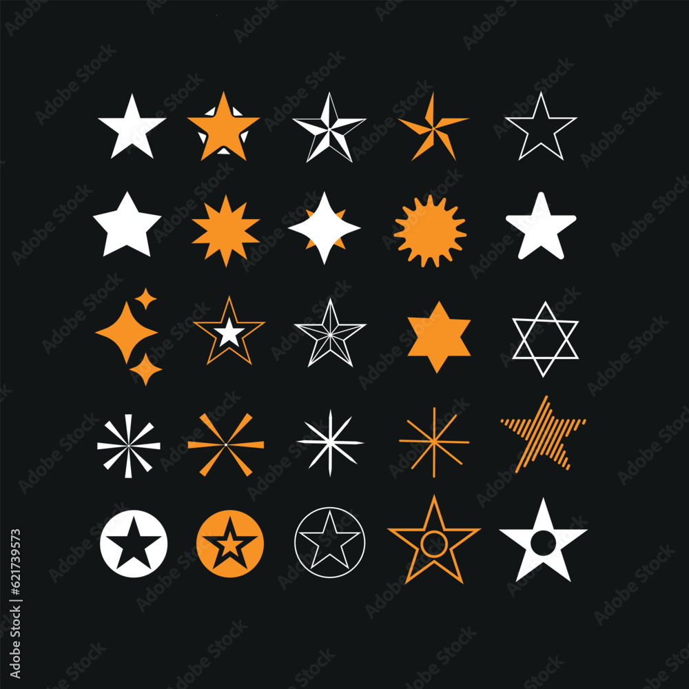 Big set of stars - vector. Vector star icons isolated. Black star icon. Big set of stars - vector. Vector star icons isolated. Black star icon.
