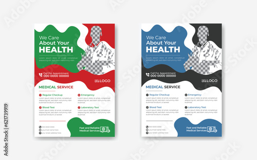 Medical flayer Design Template Healthcare and Medical pharmacy flyer, Business flyer layout template in A4 size template, Annual report business flyer