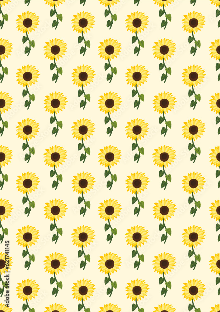 Seamless pattern with sunflower Eps 10 vector.