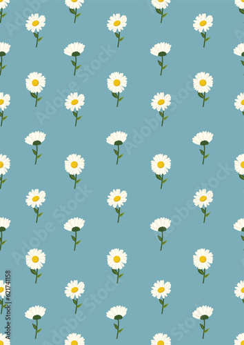 Seamless pattern with Chamomile flowers background.Eps 10 vector.