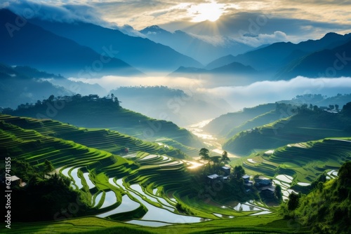 Peaceful Rice Terraces, Generative AI 