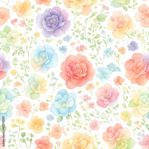 vintage floral colorful pattern, generative ai
