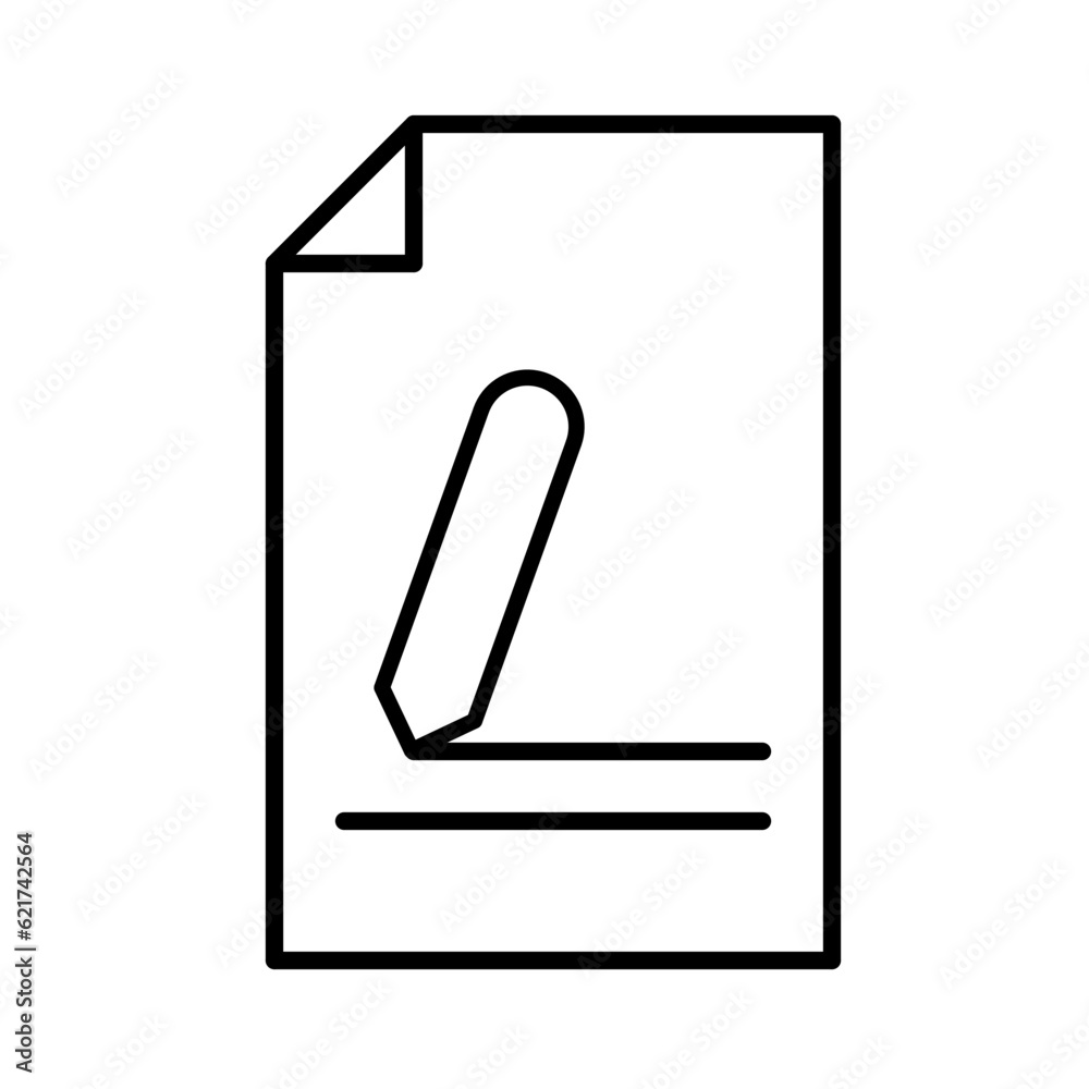 write document icon, pencil on blank document icon with line write document icon, pencil on blank document icon with line