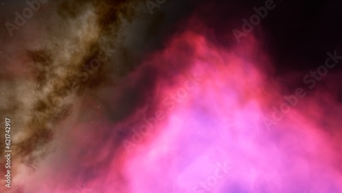 nebula gas cloud in deep outer space, science fiction illustration, colorful space background with stars 3d render 