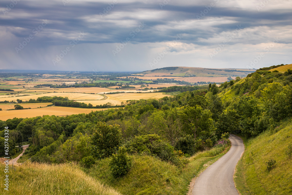 July  storm clouds over Bo Peep on the south downs east Sussex south east England