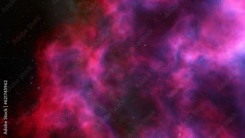 Naklejka premium bright nebula, nebula in space, majestic red-purple nebula, beautiful space background 3D render 