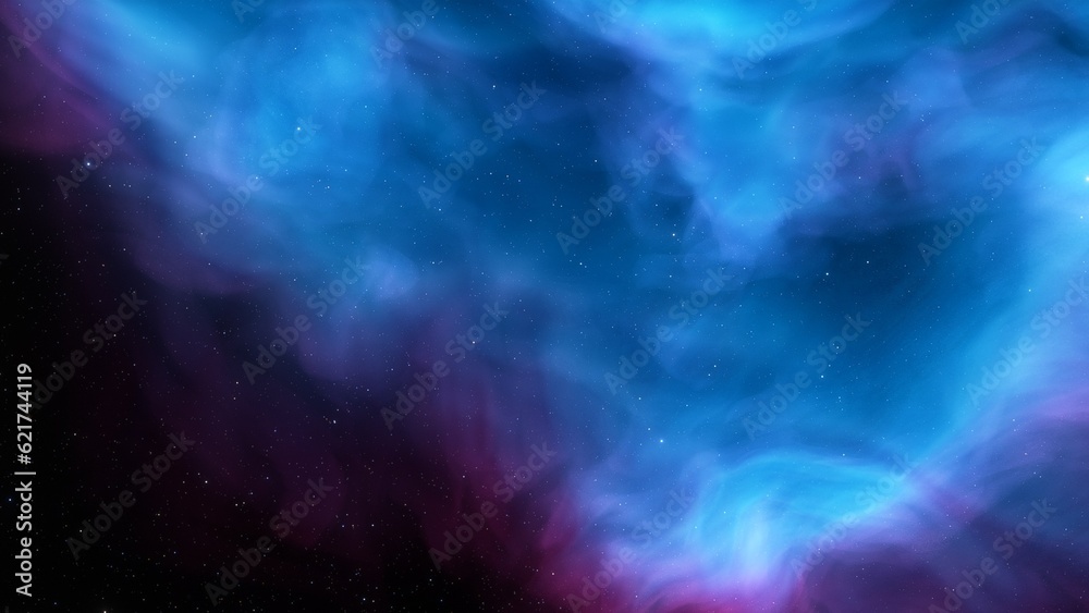 Fototapeta premium Cosmic background with a blue purple nebula and stars 