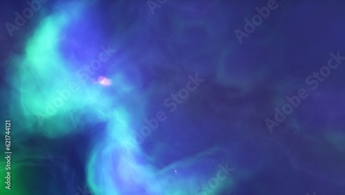 Cosmic background with a blue purple nebula and stars 