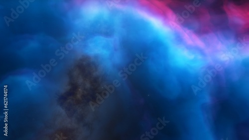 Cosmic background with a blue purple nebula and stars 