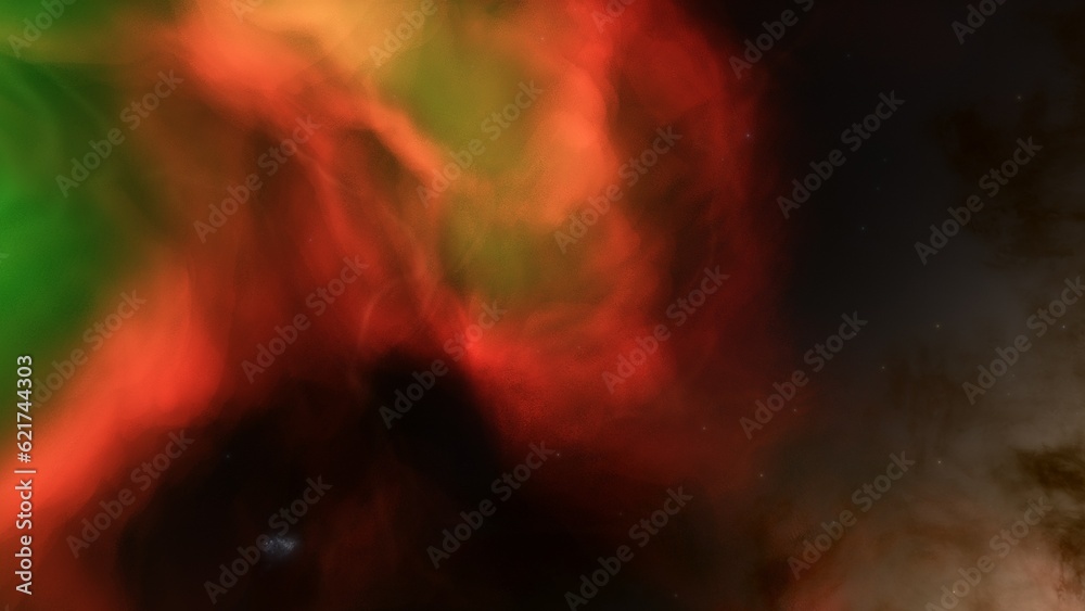 nebula gas cloud in deep outer space, science fiction illustration, colorful space background with stars 3d render
