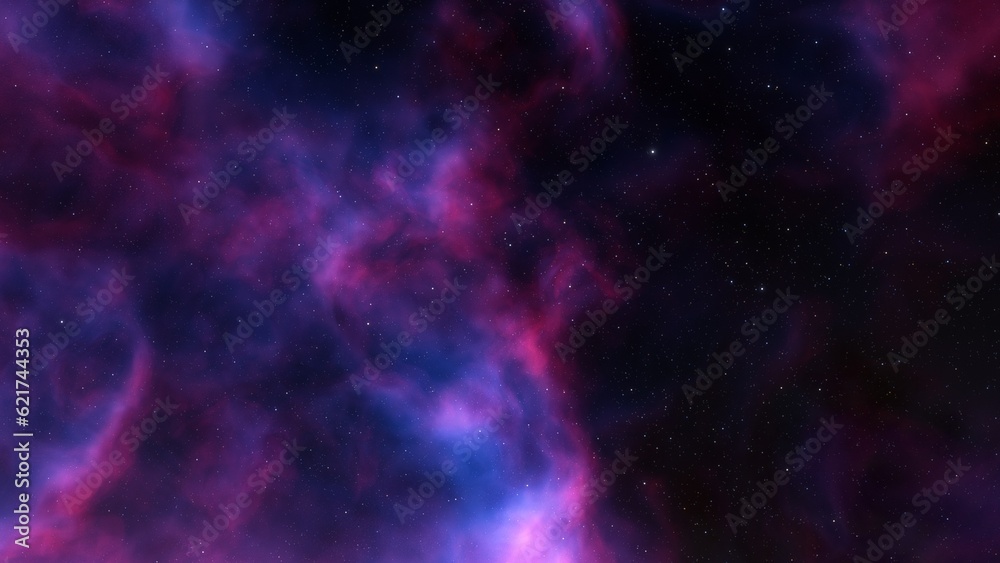 nebula gas cloud in deep outer space, science fiction illustration, colorful space background with stars 3d render
