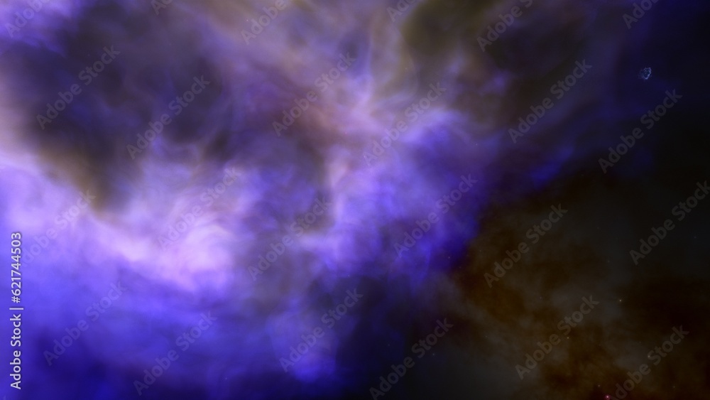 Space background with realistic nebula and shining stars. Colorful cosmos with stardust and milky way. Magic color galaxy. Infinite universe and starry night. 3d render
