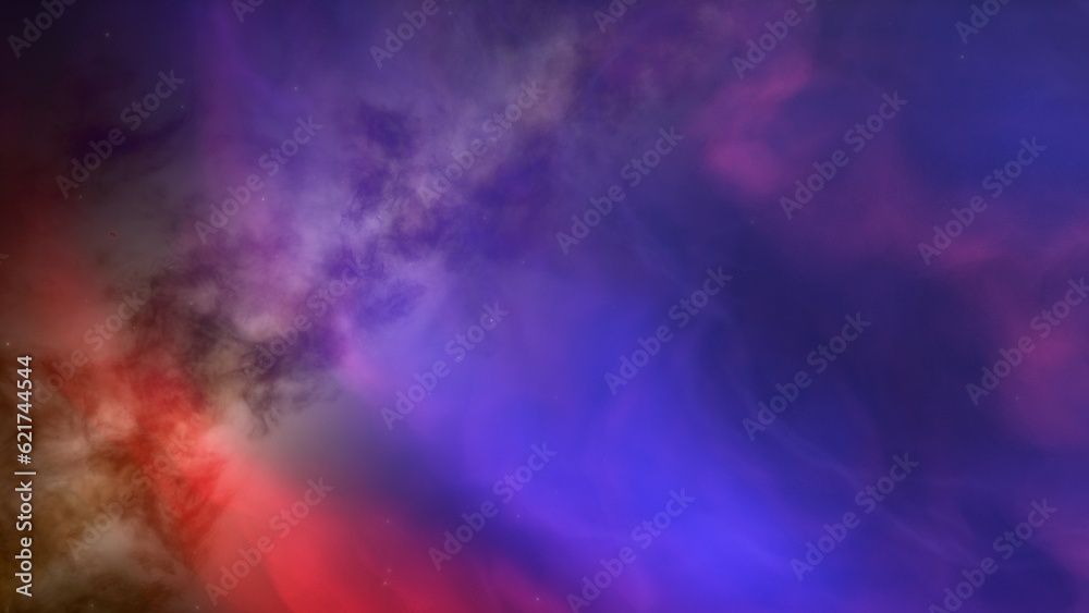 Space background with realistic nebula and shining stars. Colorful cosmos with stardust and milky way. Magic color galaxy. Infinite universe and starry night. 3d render
