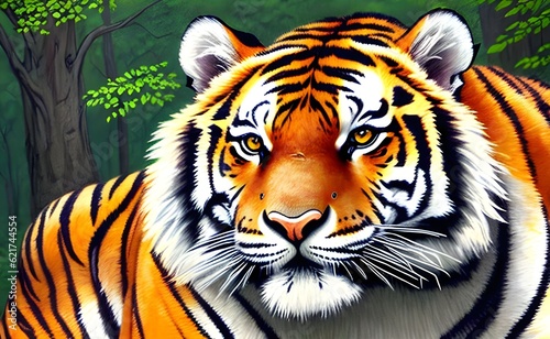 beautiful and realistic tiger illustration  detailed face  Generative AI  Generative  AI