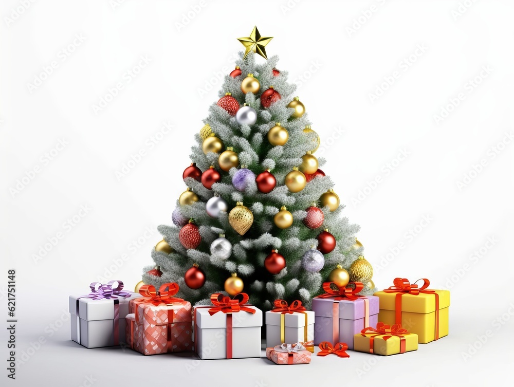 christmas tree with gifts. Generative AI