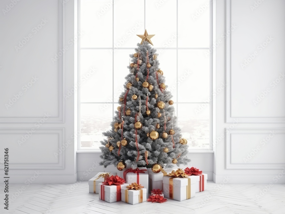 christmas tree and gifts. Generative AI