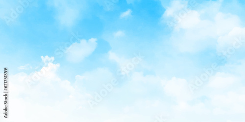 blue sky with puffy clouds background trendy design