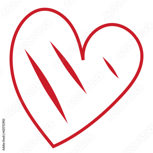 Cute hand drawn red heart and wings PNG illustration.