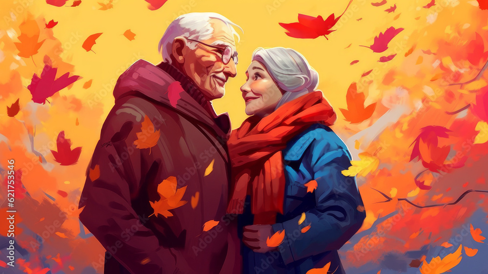 Fototapeta premium elderly couple walking in the park