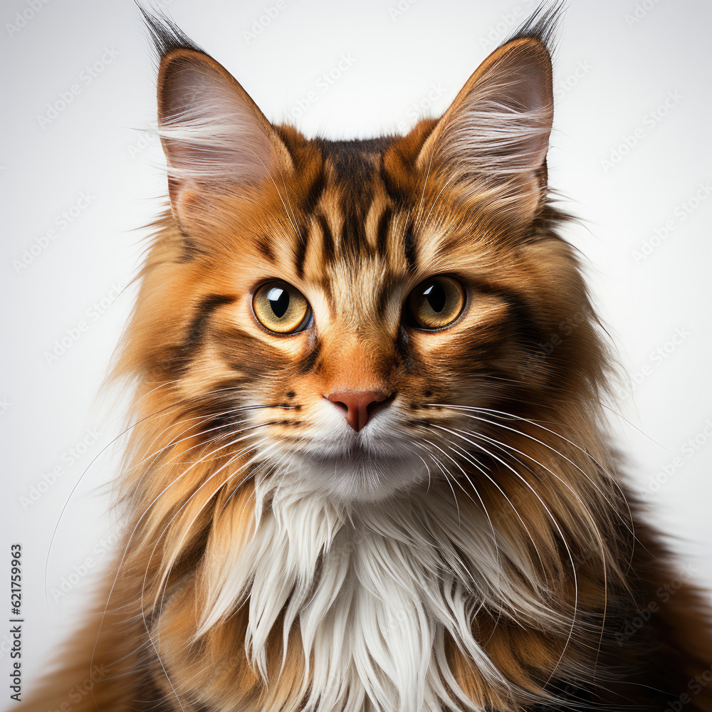 A Maine Coon cat (Felis catus) flaunting its dichromatic eyes.