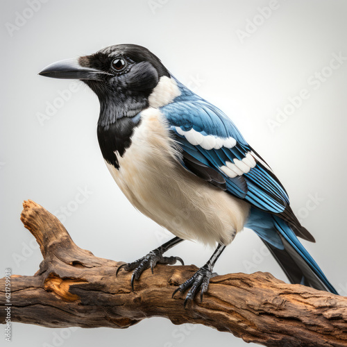 An inquisitive magpie perched on a branch, observing its surroundings.