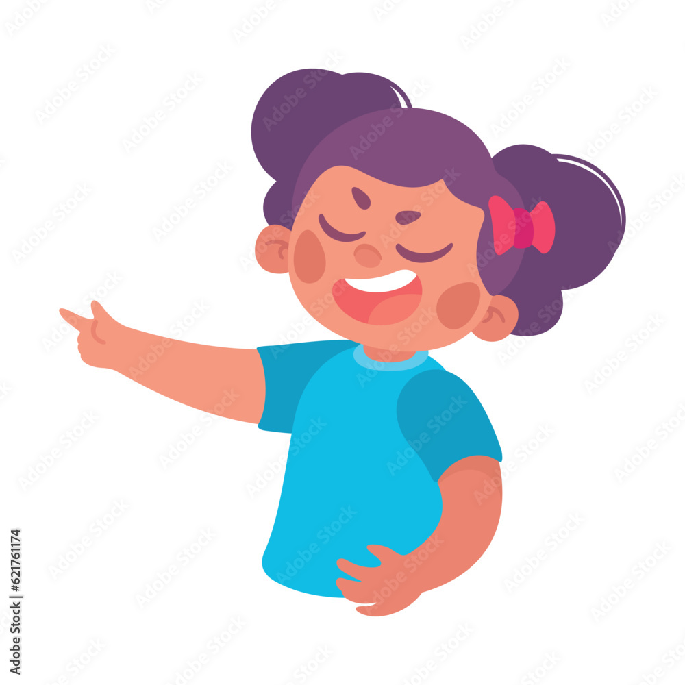 Angry Bullying Girl Character Point Finger with Face Grimace Teasing Somebody Vector Illustration Angry Bullying Girl Character Point Finger with Face Grimace Teasing Somebody Vector Illustration