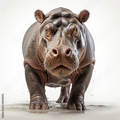 Fotografia A juvenile Hippopotamus (Hippopotamus amphibius) in a playful mood