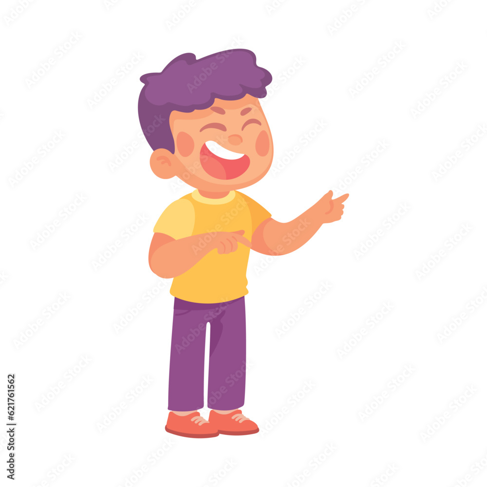 Angry Bullying Boy Character with Face Grimace Teasing Somebody Vector Illustration Angry Bullying Boy Character with Face Grimace Teasing Somebody Vector Illustration