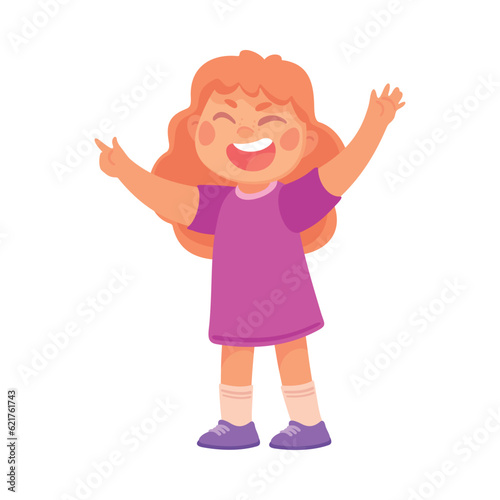 Angry Bullying Girl Character Point Finger with Face Grimace Teasing Somebody Vector Illustration