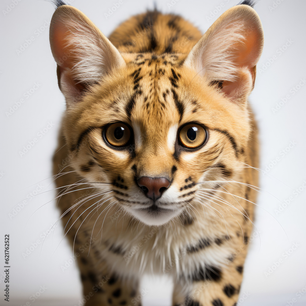 Fototapeta premium A Serval (Leptailurus serval) poised to pounce.