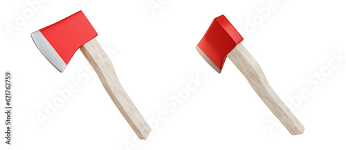 set of red axe 3d object  photo