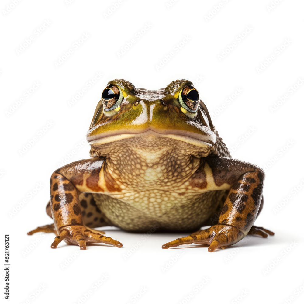 Naklejka premium An active Bullfrog (Rana catesbeiana) in a poised position.