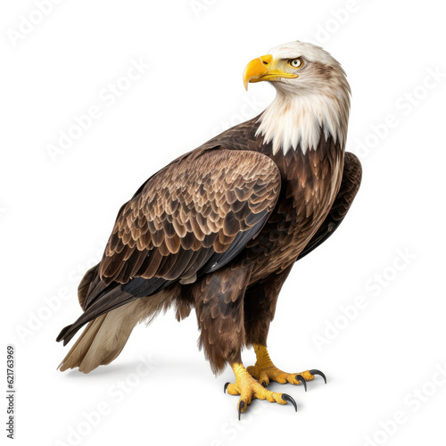 A regal Bald Eagle  Haliaeetus leucocephalus  in a majestic pose.