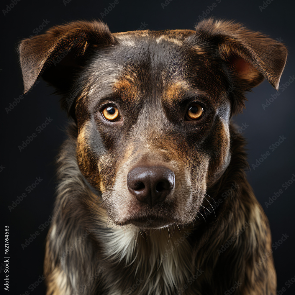 A Catahoula Leopard Dog (Canis lupus familiaris) with captivating dichromatic eyes. A Catahoula Leopard Dog (Canis lupus familiaris) with captivating dichromatic eyes.