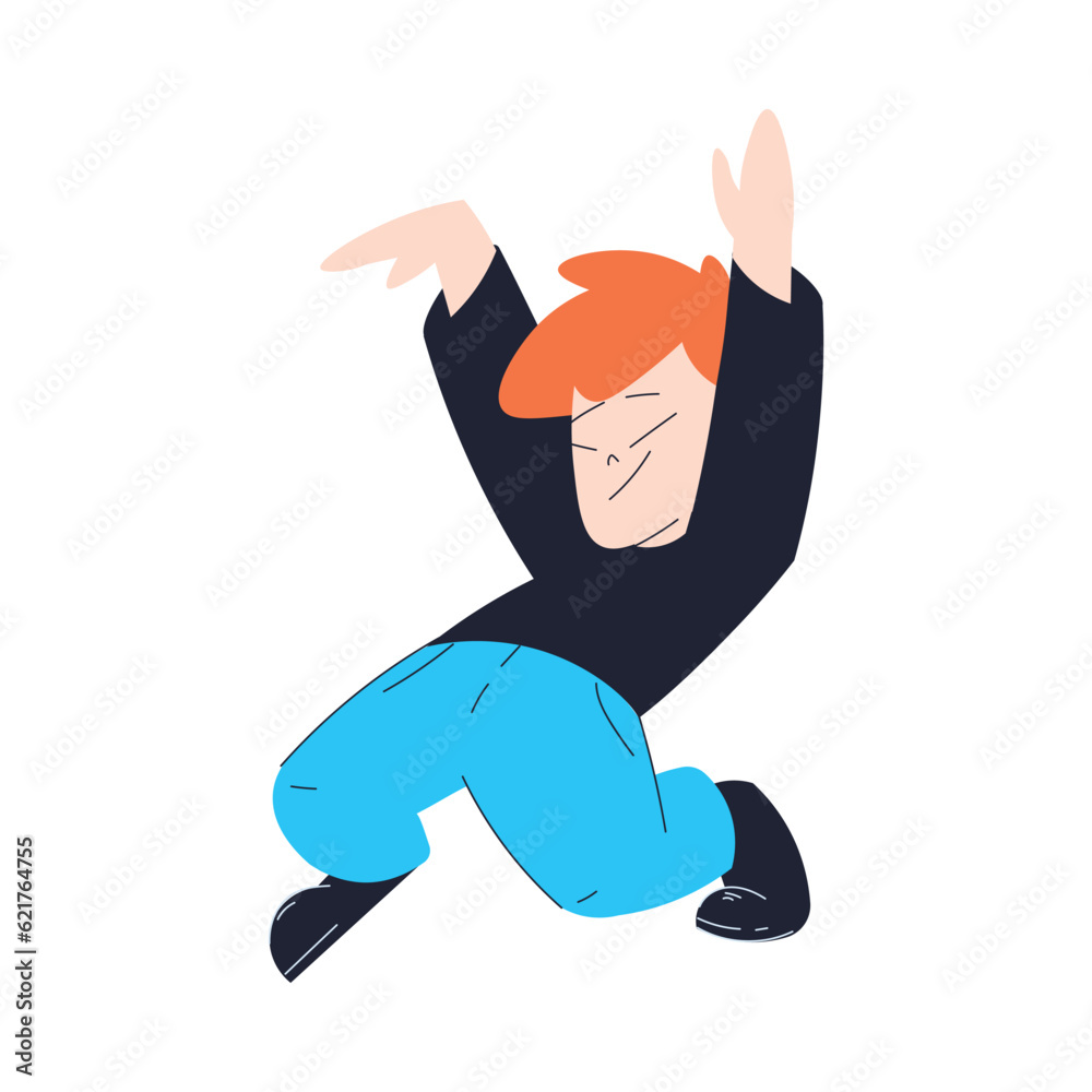 Happy Redhead Boy Moving Body Having Fun Vector Illustration Happy Redhead Boy Moving Body Having Fun Vector Illustration