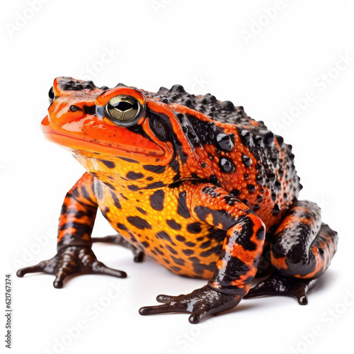 A stunning Fire-Bellied Toad (Bombina) in a dramatic pose.