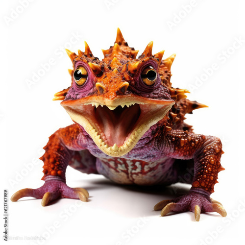 An exotic Horned Frog  Ceratophrys  showing its wide mouth.