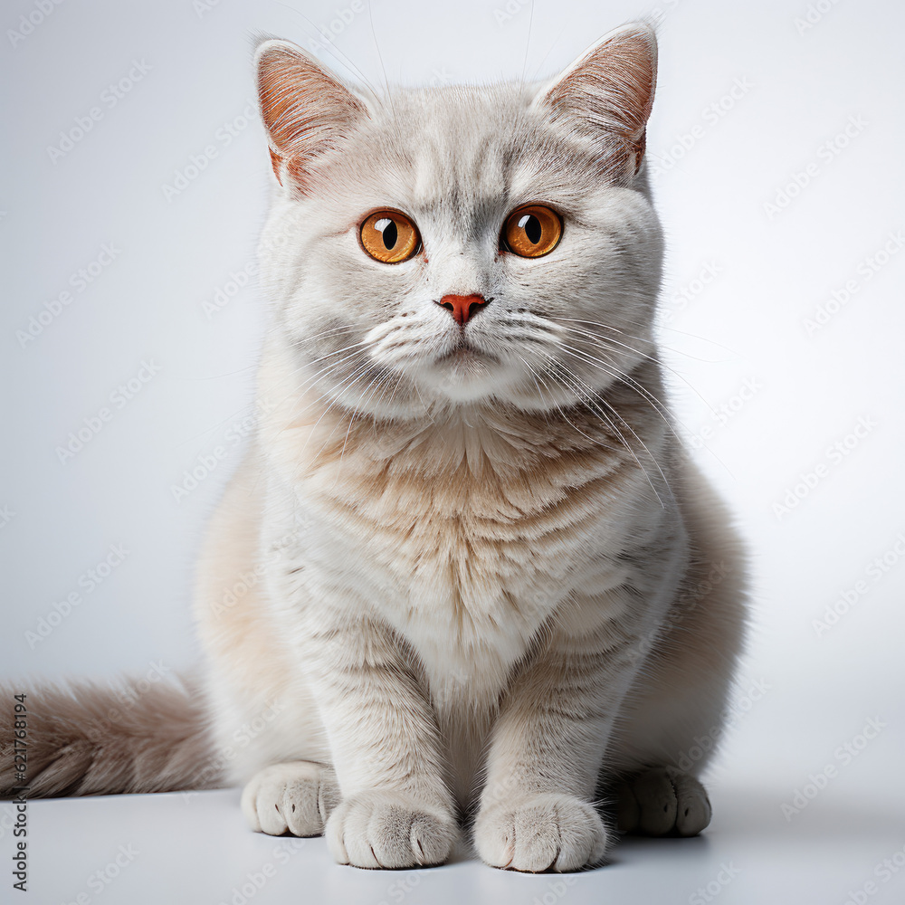 A British Shorthair cat (Felis catus) with dichromatic eyes.