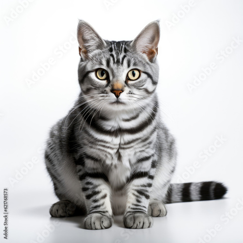 An American Shorthair cat (Felis catus) with striking dichromatic eyes. © blueringmedia