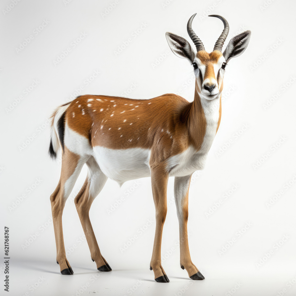 Obraz premium A Springbok (Antidorcas marsupialis) prancing around.