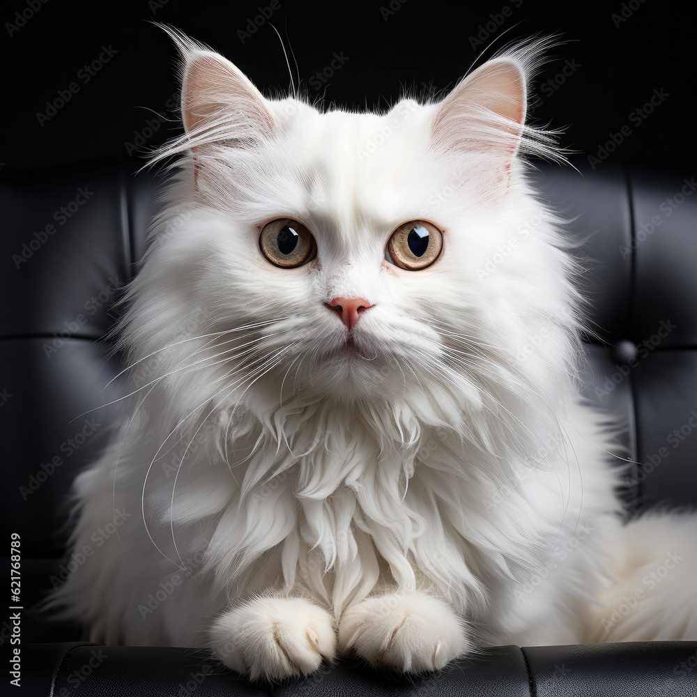 A Persian cat (Felis catus) with stunning dichromatic eyes.