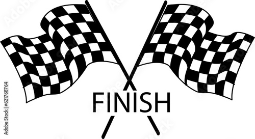 crossed racing flag and chekared flag vector illustration
