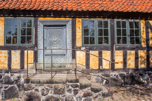 Front door in a half timbered house of the old town in Aarhus, Denmark